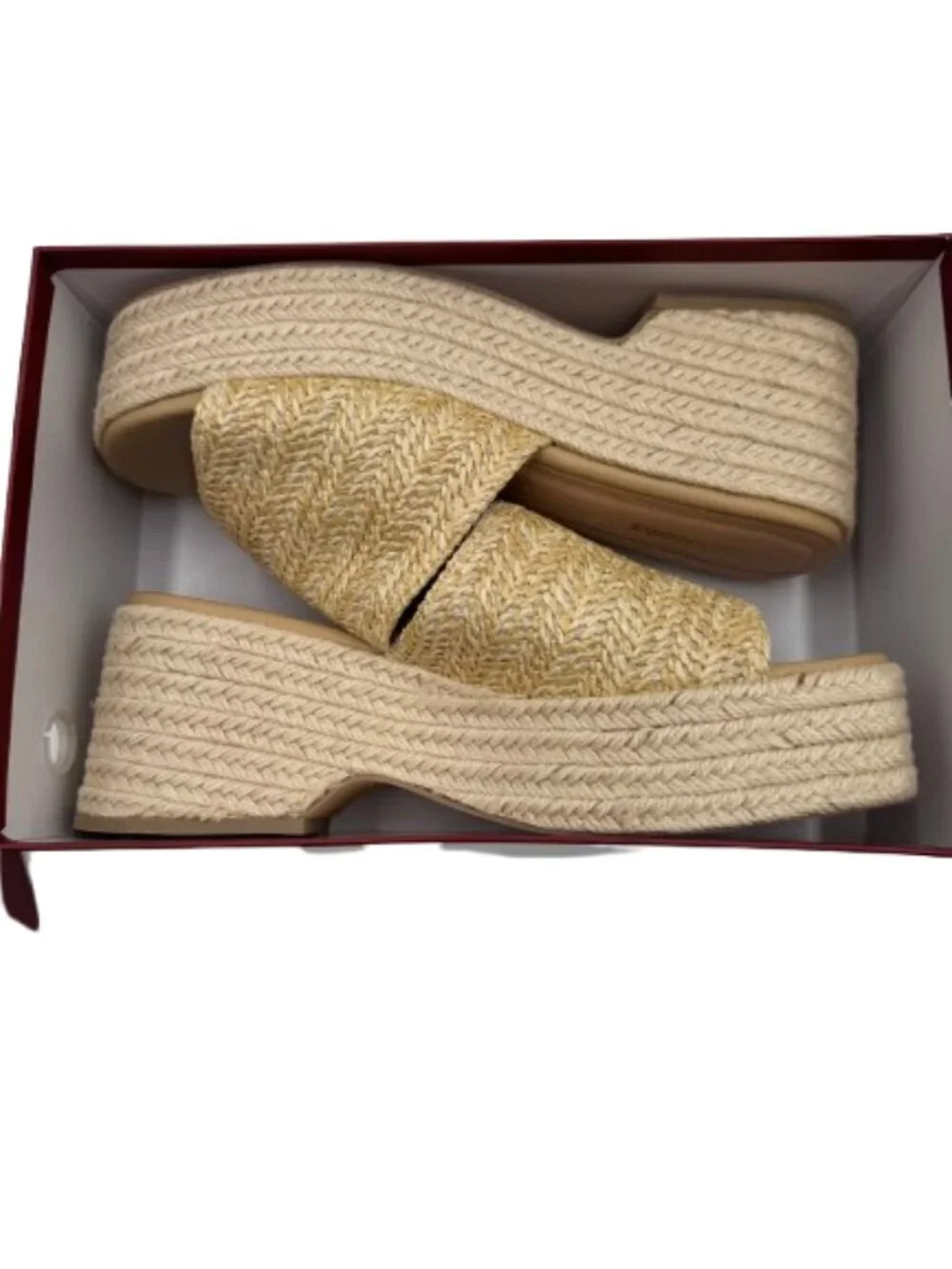 Monrovia Women's Bohemian by Espadrilles Apricot Platform Sandals Size 8